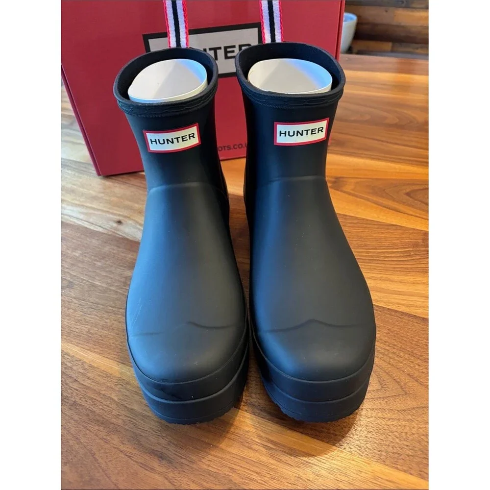 NEW Hunter Women’s Original Short Black  Play Wedge Rain Boot Size 11